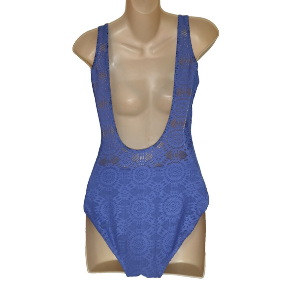 Periwinkle Blue Lace Swimsuit 1 Piece & Bikini ALL IN ONE! Vintage 90s SIZE 10 - Picture 7 of 12